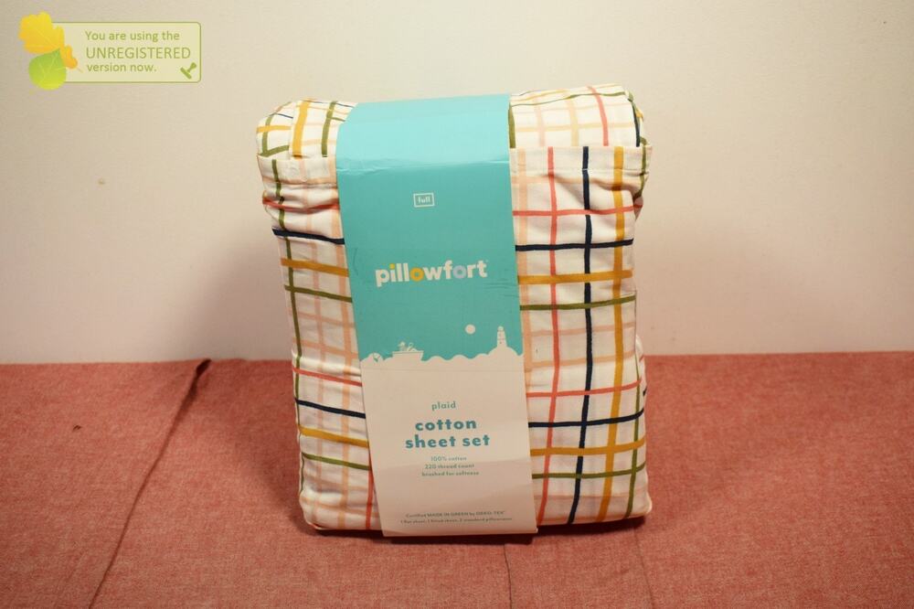Pillowfort Full Plaid Print Cotton Kids' Sheet Set